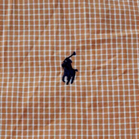 Ralph Lauren Classic Fit Button Down Orange and White Checkered 17 34/35 - Picture 4 of 4